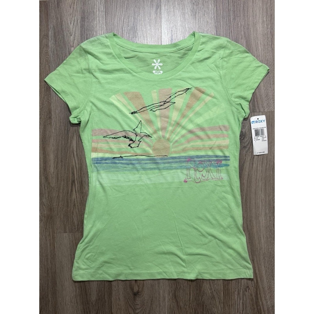 Y2K Roxy Green Women T Shirt Size‎ L